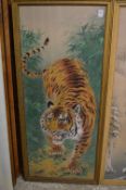 Japanese School, a prowling tiger amongst the bamboo, watercolour.