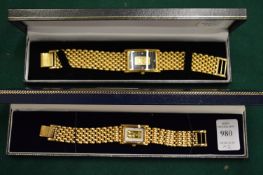 A gentlemans and ladies wristwatch, boxed.