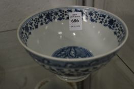 Chinese blue and white pedestal bowl.