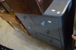 A grey painted Victorian chest of drawers.