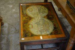 A map of the world coffee table.