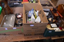 Quantity of household and decorative items to include a Wedgwood cut glass clock.