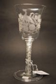 A good early 20th Century Stourbridge / Birmingham wine glass with opaque air twist stem