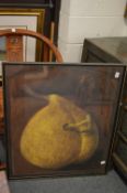 Alan Wade, abstract study of male and female nudes and a pear together with two other pictures.