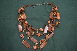 Amber bead necklace.