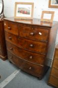 A 19th century mahogany bow front chest of drawers.