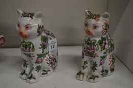 A pair of Chinese famille rose cats.