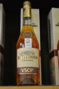 A boxed 500ml bottle of Rastignac VSOP cognac.