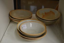 A quantity of Chinese glazed terracotta bowls.