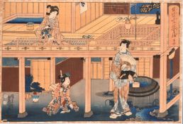 Kunisada Utagawa, mid-19th Century, from the Shining Prince, woodblock, signed, 9.25