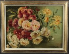 Lucy Bazonel (Early 20th Century), a study of chrysanthemums, oil on canvas, signed, 14
