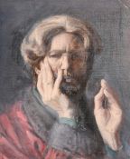 GEORGE WEISSBORT (1928 - 2013)SIX VARIOUS SELF PORTRAITS, board Average size 21.5ins x 11.5ins.