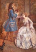 Gertrude Demain Hammond (1862-1953), elegant figures in a lavish interior, watercolour, signed,