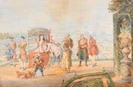 After Antonio Bencini, King John Sobieski III surrounded by a lady in a sedan chair and other