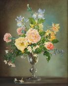 Cecil Kennedy (1905-1997), 'Mixed Flowers in an English 17th Century Wine Glass', oil on canvas,