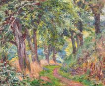 Charles Genge (1874-1958), 'Woodland Path', oil on canvas laid down, signed with initials, 12