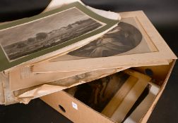 A FOLDER OF 20 LARGE PRINTS AND ENGRAVINGS.