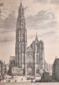 Wenceslaus Hollar (1607-1677), A view of Antwerp Cathedral, engraving, 18.75