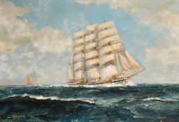 Frank Mason (1875-1965), 'The Barque, Hougomont', oil on canvas, signed and inscribed, 20
