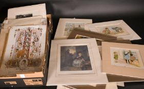 A FOLDER OF 20 LARGE PRINTS AND ENGRAVINGS.