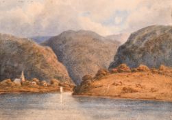 Attributed to John Varley, study of a river bridge, watercolour, inscribed verso, 4.25