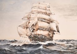 C. Lewington, a pair of watercolours of clippers in the high seas, each signed and dated 75, each
