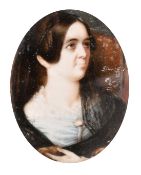 English School, Early 19th Century, a miniature portrait of a lady, watercolour on ivory, 2.75