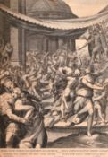 Egidius Sadeler (1570-1629), The Rape of the Sabine Women, two etchings, one laid down, 16.25