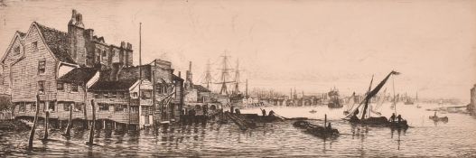 Charles William Sherborn (1831-1912), 'The Tar Brewers, Limehouse', etching, signed in the plate,
