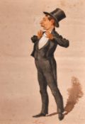 Circle of Leslie Ward (SPY), caricature portrait of a gentleman, watercolour, signed or inscribed '