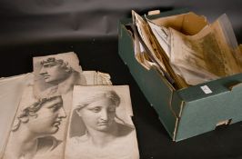 A FOLDER OF 20 LARGE PRINTS AND ENGRAVINGS.