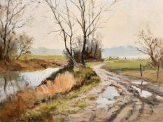 Modern British School, 'After the Rain, Near Arundel', oil on board, indistinctly signed, 14