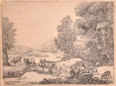 Claude Le Lorrain, shepherds conversing, engraving, early 19th Century impression, 8