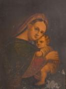 After Raphael, Madonna Delle Seggiola, oil on metal panel, 13.5