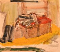 Nils Fredrickson, 20th Century, a study of a basket, oil and watercolour, signed in pencil, 12