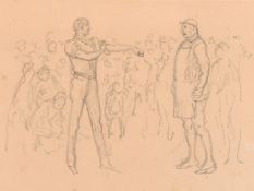 George du Maurier (1834-1896), two prize fighters squaring up, pencil drawing, 3.5