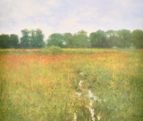 Christopher Neal (20/21st Century), wild poppies in a landscape, colour print, signed in pencil