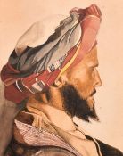 Manner of David Wilkie, study of an Arabian man in profile, watercolour, date partially visible
