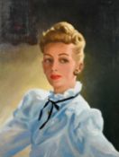 Mid-20th Century British School, a head and shoulders portrait of a lady, oil on canvas, 20