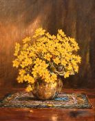 Robert Morley (20th Century), a still life of yellow flowers, oil on canvas, signed, 21