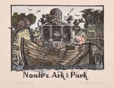 John Lawrence (b. 1933), a set of six hand- coloured woodcut illustrations for 'Rabbit and Pork,