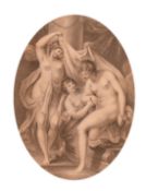 A PAIR OF OVAL COLOUR PRINTS.PSYCHE GOING TO DRESS11ins x 9.5ins (28cm x 24cm)