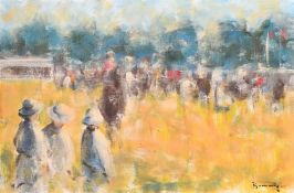 Walter Beauvais (1942-1998), 'Longchamps', oil on panel, signed, 13