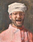 GEORGE WEISSBORT (1928 - 2013)TWO AMUSING SELF PORTRAITS, board 21.5ins x 15ins (54cm x 38cm)