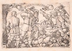 Hans Sebald Beham (1500-1550), Haust du mich so stich ich Dich, engraving, inscribed in pencil '