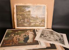 A FOLDER OF 20 LARGE PRINTS AND ENGRAVINGS.