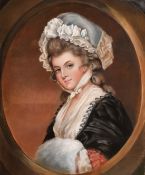 FRENCH SCHOOL. 18TH - 19TH CENTURY.OVAL PORTRAIT head and shoulders of a young lady, pastel, 24ins x