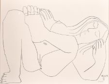 After Picasso, A Mourlot lithograph of reclining female nude on arches paper, 16