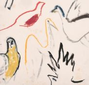 Peter Stillwell (20/21st Century), 'Gay Birds', coloured chalks, signed with initials, Abbott and