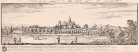 THE SOUTH-WEST PROSPECT OF THE CITY OF CHICHESTER from Bucks Engraving, 1727 - 1753.